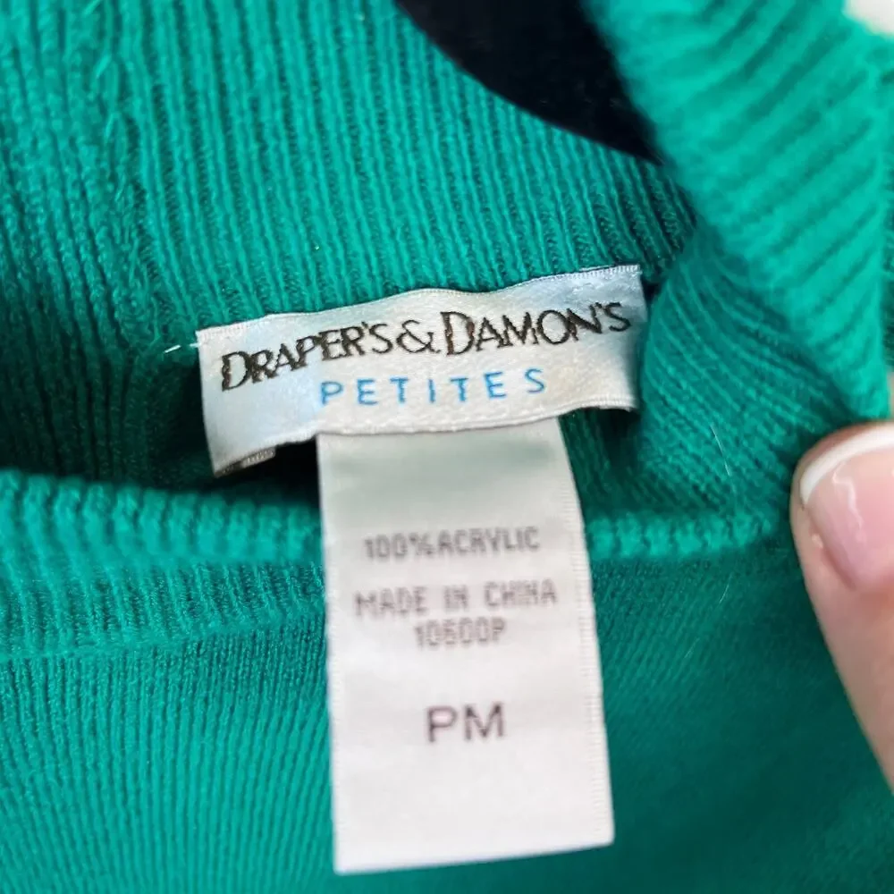 Drapers & Damons Green Mock Neck Sweater PM